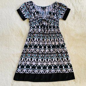 INC International Concepts Black Green White Geometric Dress size M